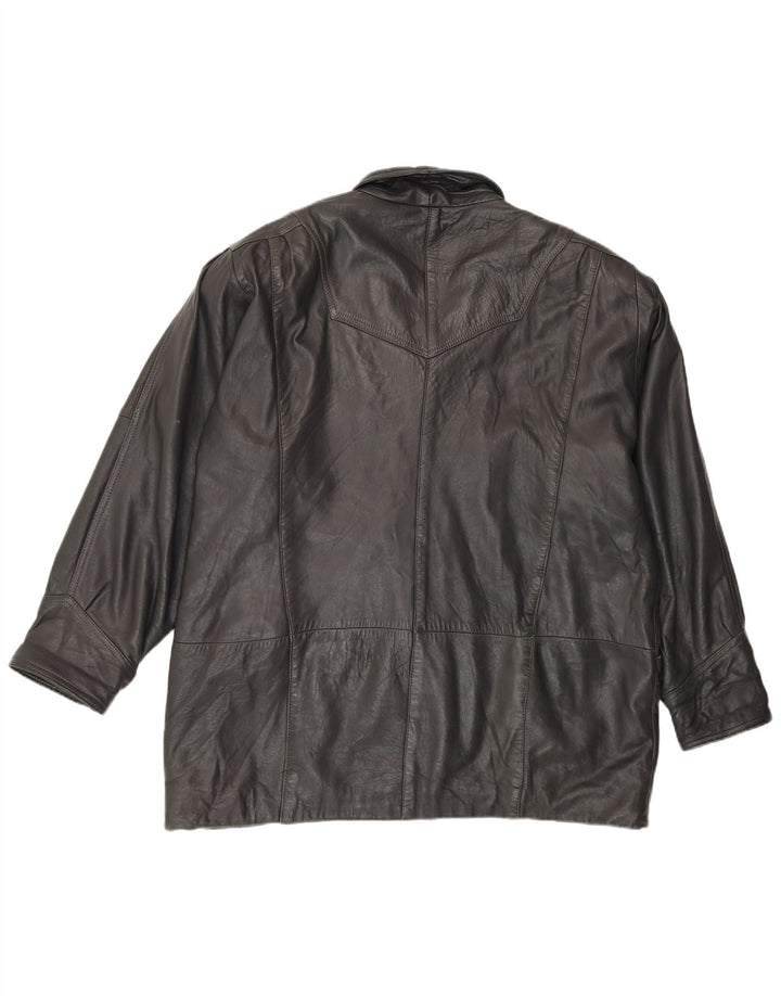 Vintage Womens Leather Jacket EU 48 2XL Black