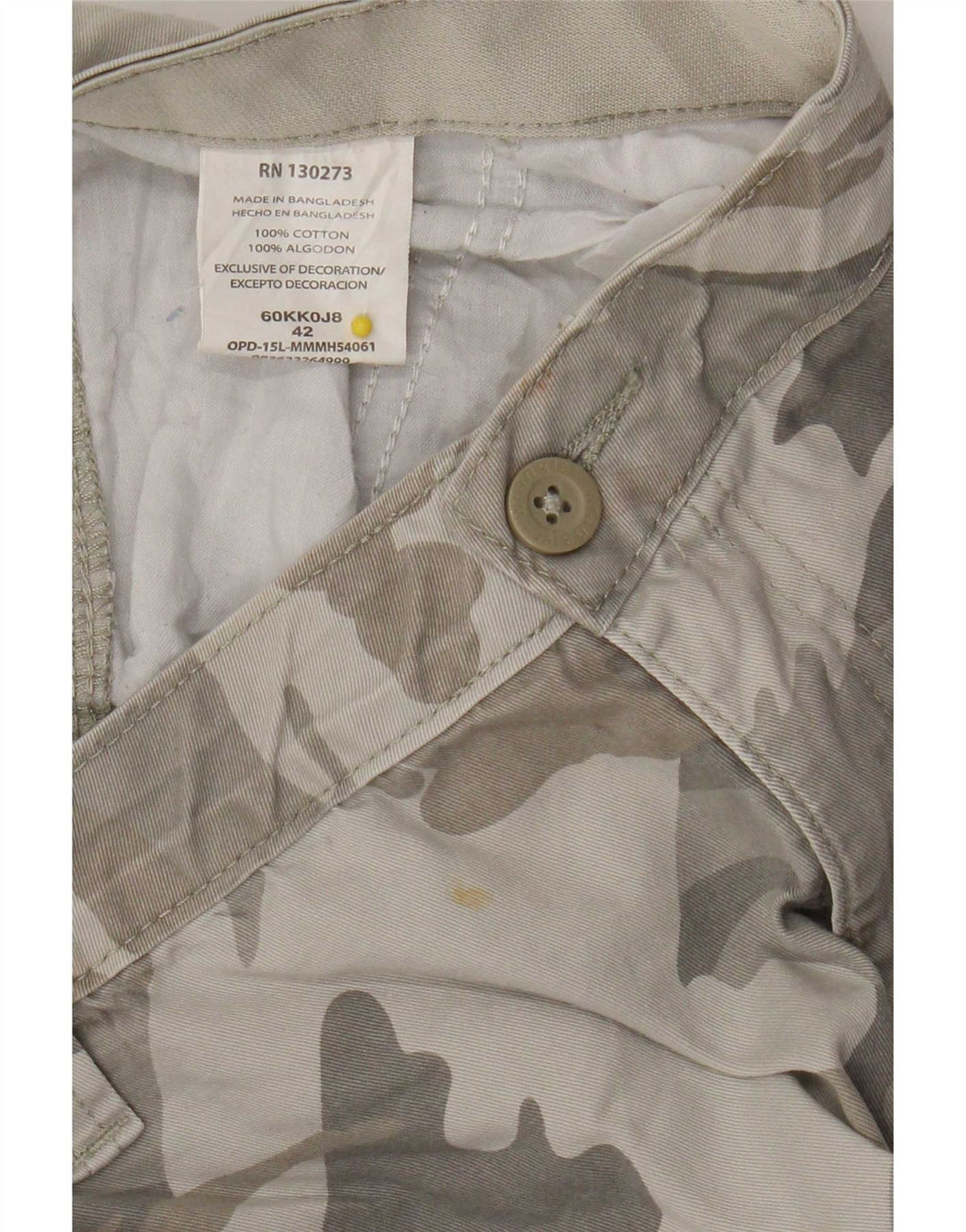 Wrangler Mens Cargo Shorts W42 2XL Grey Camouflage Cotton