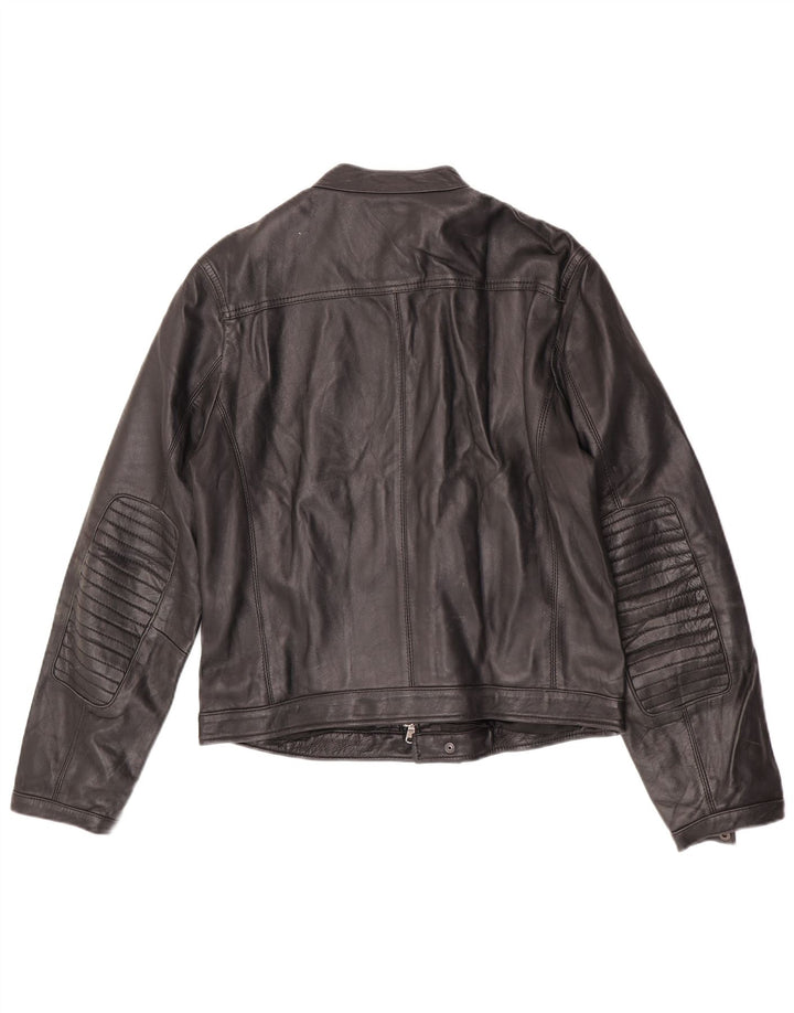 Zen Mens Leather Jacket EU 50 Medium Black Leather