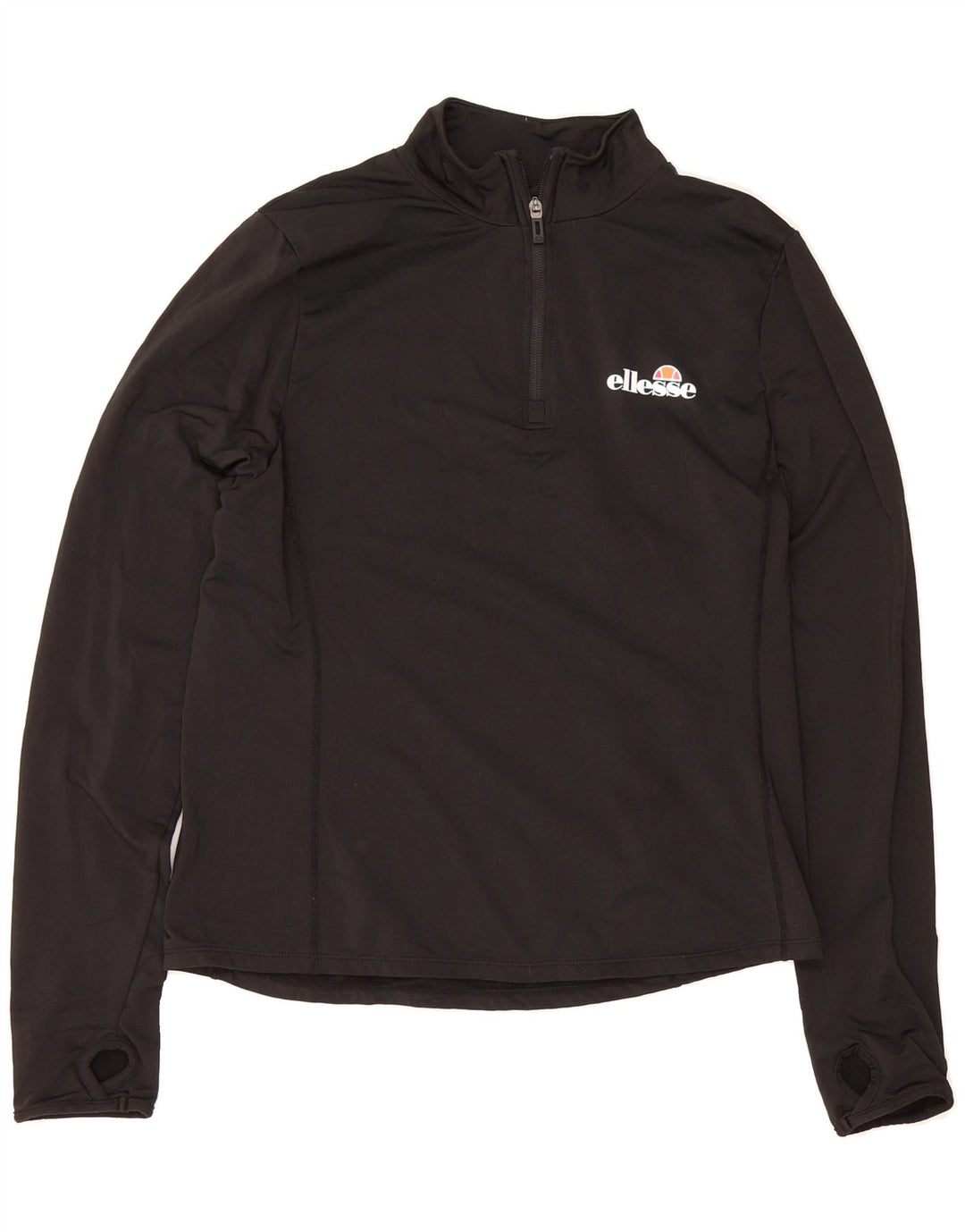 ELLESSE Womens Zip Neck Pullover Tracksuit Top UK 16 Large Black Polyester Vintage Ellesse and Second-Hand Ellesse from Messina Hembry 