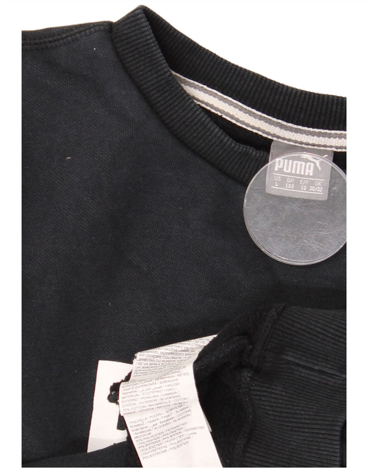 Puma Girls Crop Graphic Sweatshirt Jumper 11-12 Years Black Polyester