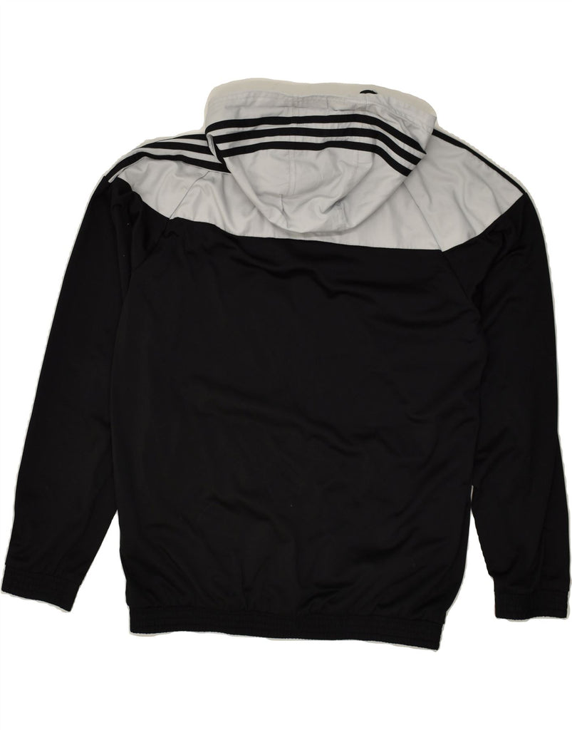 ADIDAS Mens Hooded Rain Jacket UK 42/44 Large Black Colourblock Polyester Vintage Adidas and Second-Hand Adidas from Messina Hembry 