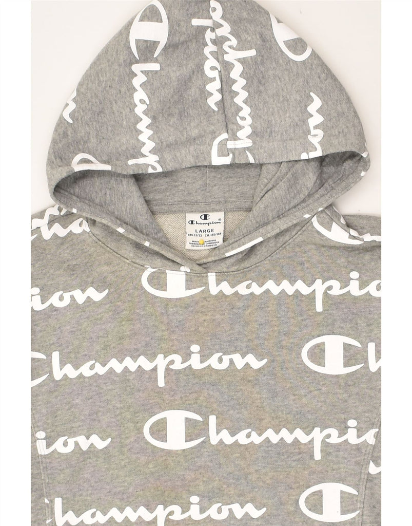 CHAMPION Girls Crop Hoodie Jumper 11-12 Years Large  Grey Cotton | Vintage Champion | Thrift | Second-Hand Champion | Used Clothing | Messina Hembry 