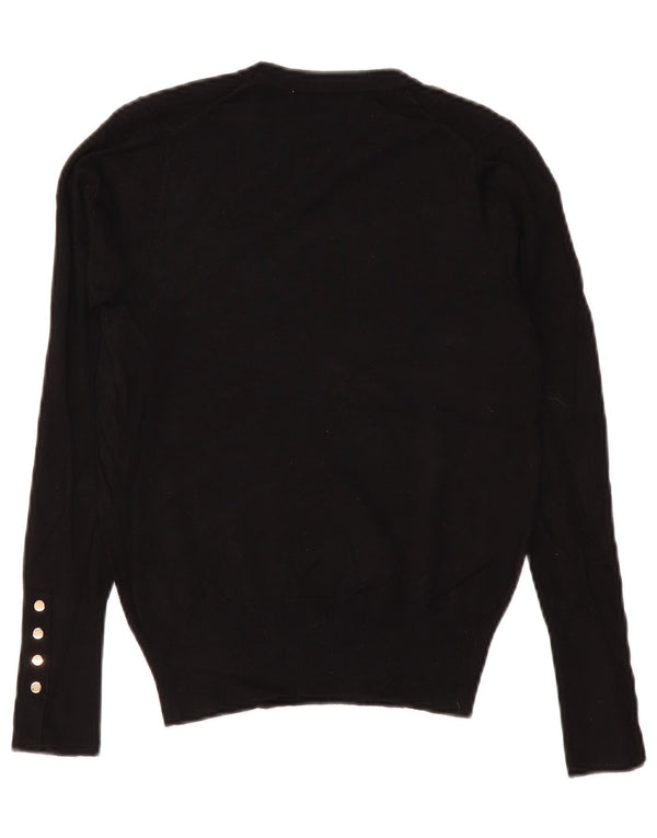 Zara Womens Crew Neck Jumper Sweater UK 10 Small Black Viscose