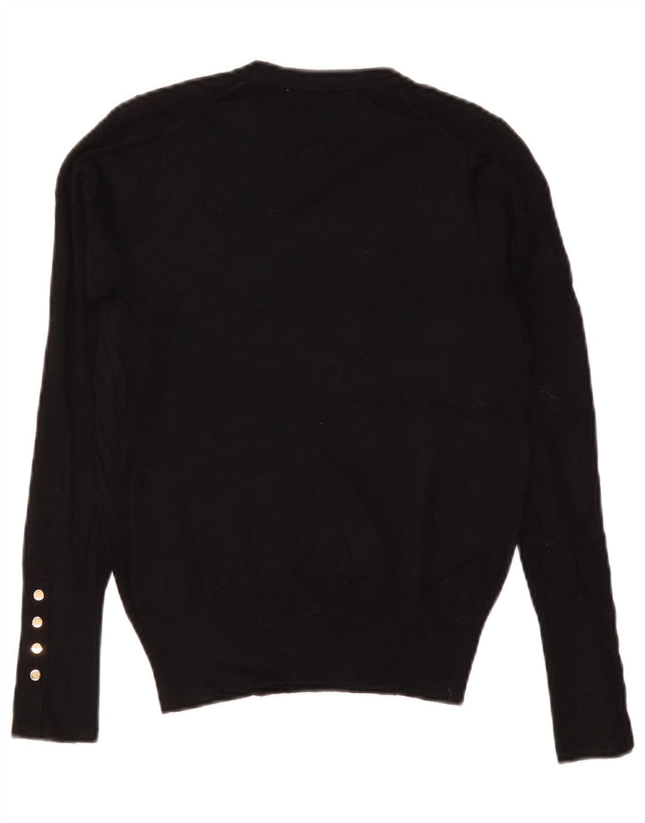 Zara Womens Crew Neck Jumper Sweater UK 10 Small Black Viscose