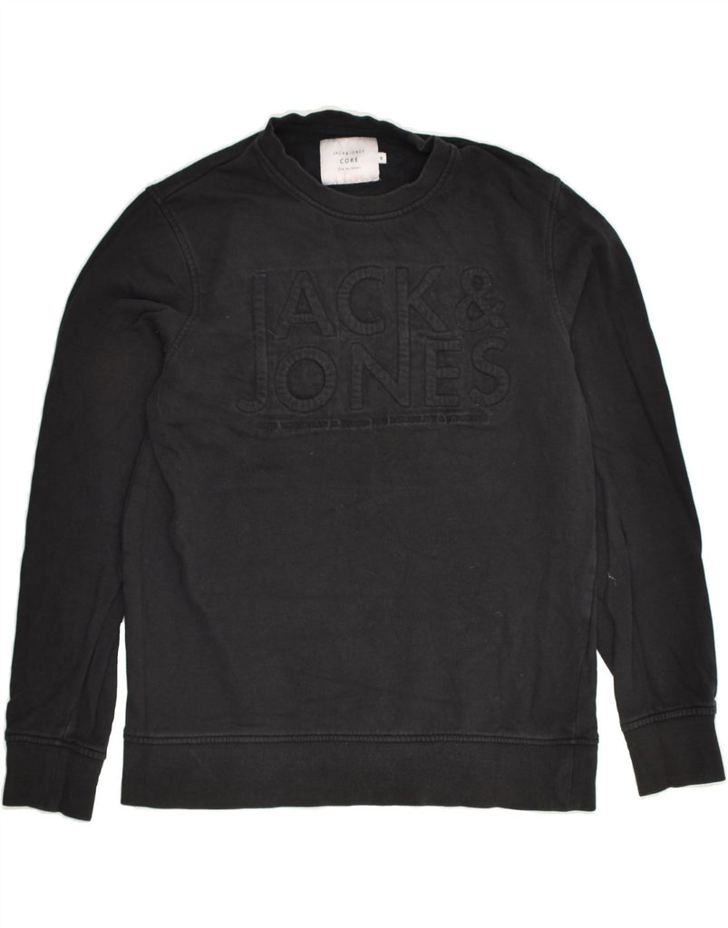 JACK & JONES Mens Graphic Sweatshirt Jumper Medium Black Cotton | Vintage Jack & Jones | Thrift | Second-Hand Jack & Jones | Used Clothing | Messina Hembry 