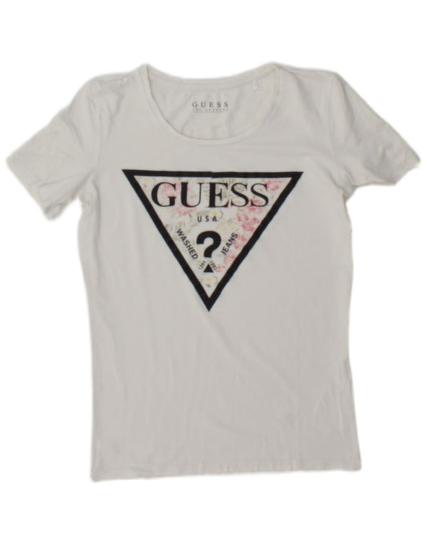 Guess Womens Graphic T-Shirt Top UK 12 Medium White