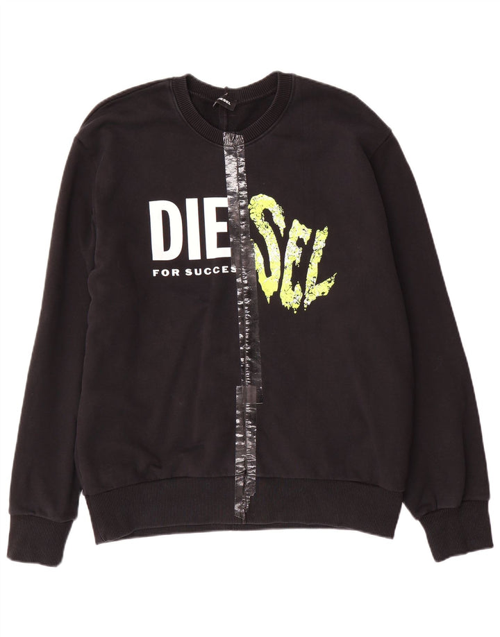 Diesel Boys Graphic Sweatshirt Jumper 15-16 Years Black Cotton