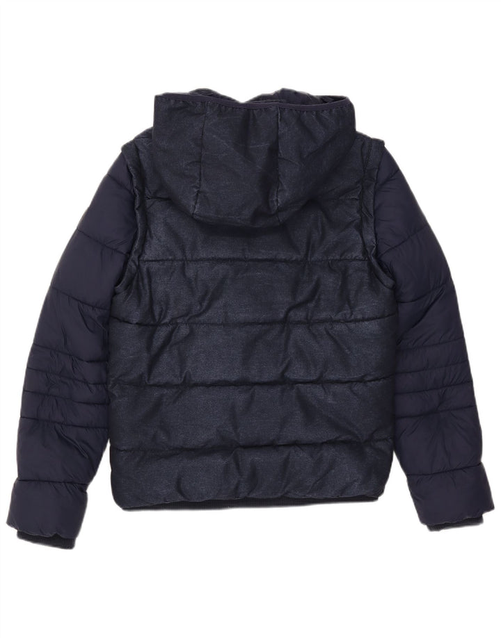 Guess Mens Hooded Padded Jacket UK 36 Small Navy Blue Polyester