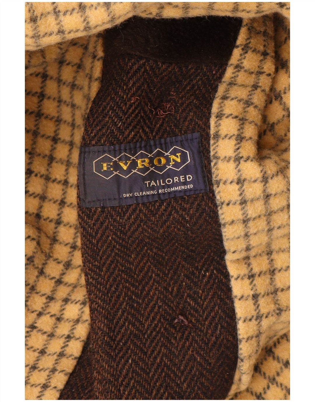 Vintage Mens 3/4 Sleeve Overcoat UK 40 Large Brown Herringbone