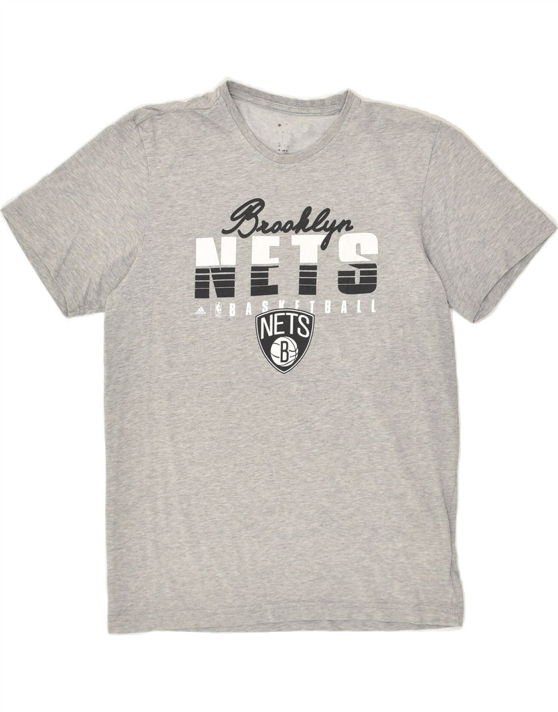 ADIDAS Mens Brooklyn Nets Basketball Graphic T-Shirt Top Small Grey Cotton | Vintage Adidas | Thrift | Second-Hand Adidas | Used Clothing | Messina Hembry 