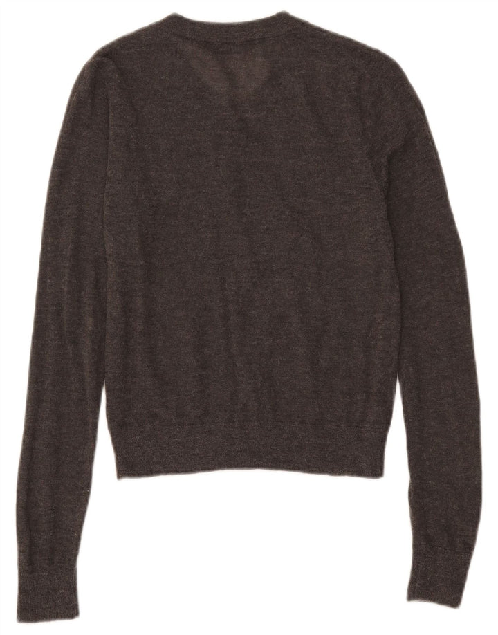 Zara Womens Crop V-Neck Jumper Sweater UK 10 Small Grey