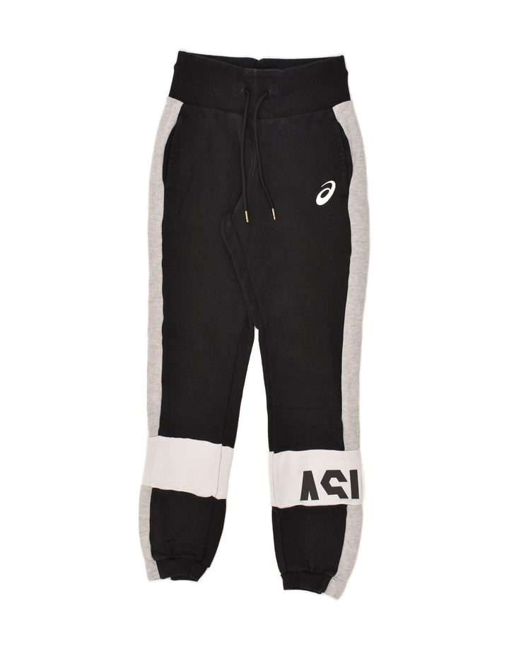 ASICS Boys Graphic Tracksuit Trousers Joggers 9-10 Years XS Black | Vintage Asics | Thrift | Second-Hand Asics | Used Clothing | Messina Hembry 