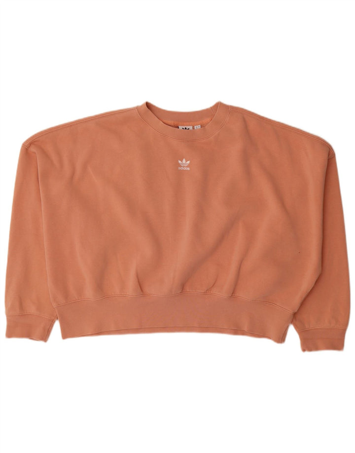 Adidas Womens Oversized Sweatshirt Jumper UK 16 Large Orange Cotton
