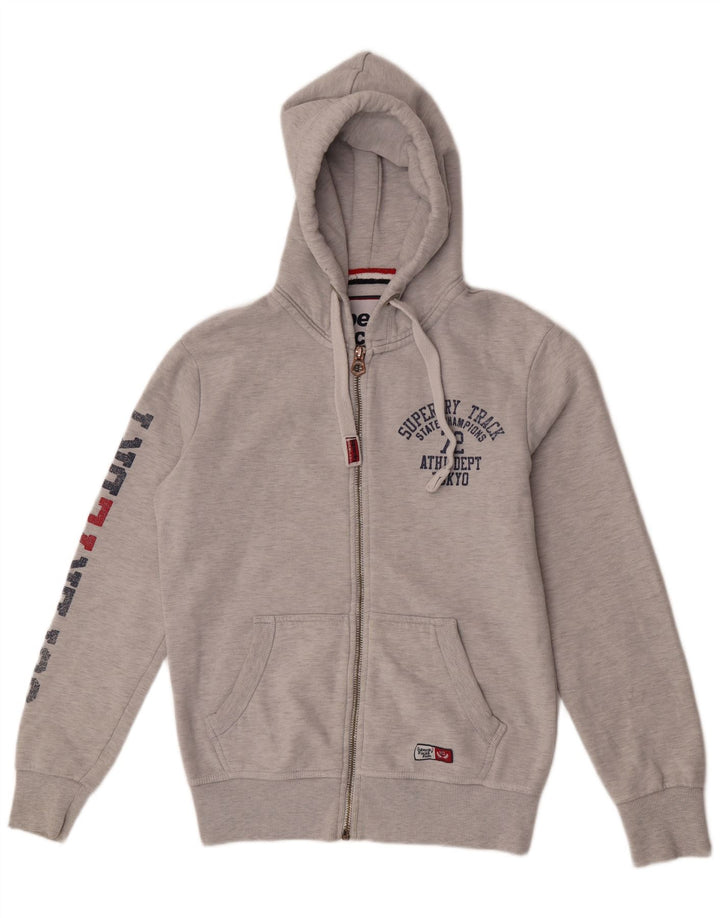 Superdry Mens Graphic Zip Hoodie Sweater Medium Grey Cotton