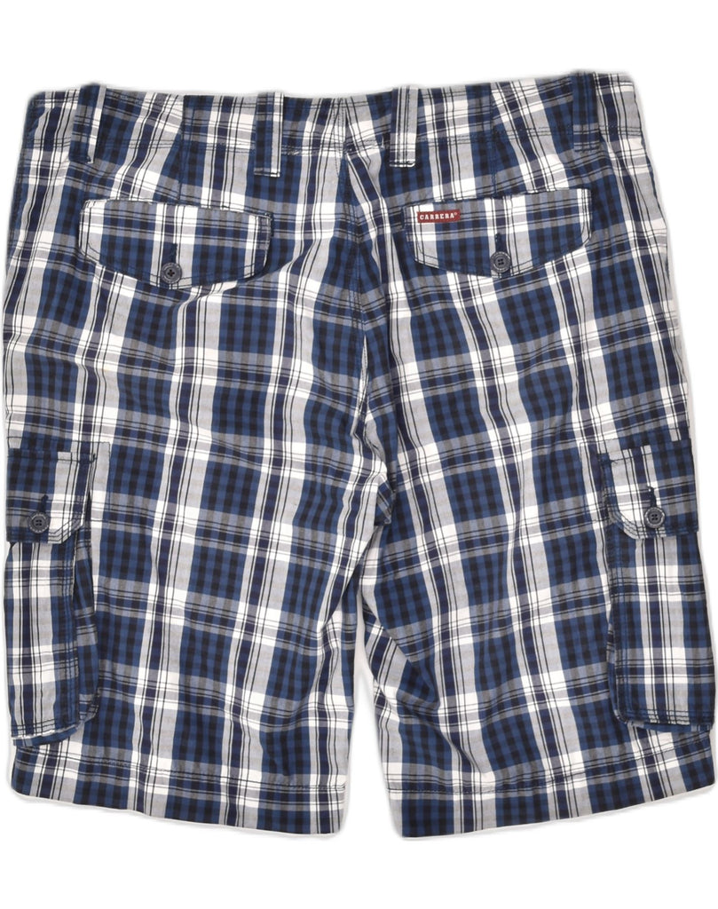 CARRERA Mens Cargo Shorts W38 XL Navy Blue Check Cotton | Vintage Carrera | Thrift | Second-Hand Carrera | Used Clothing | Messina Hembry 