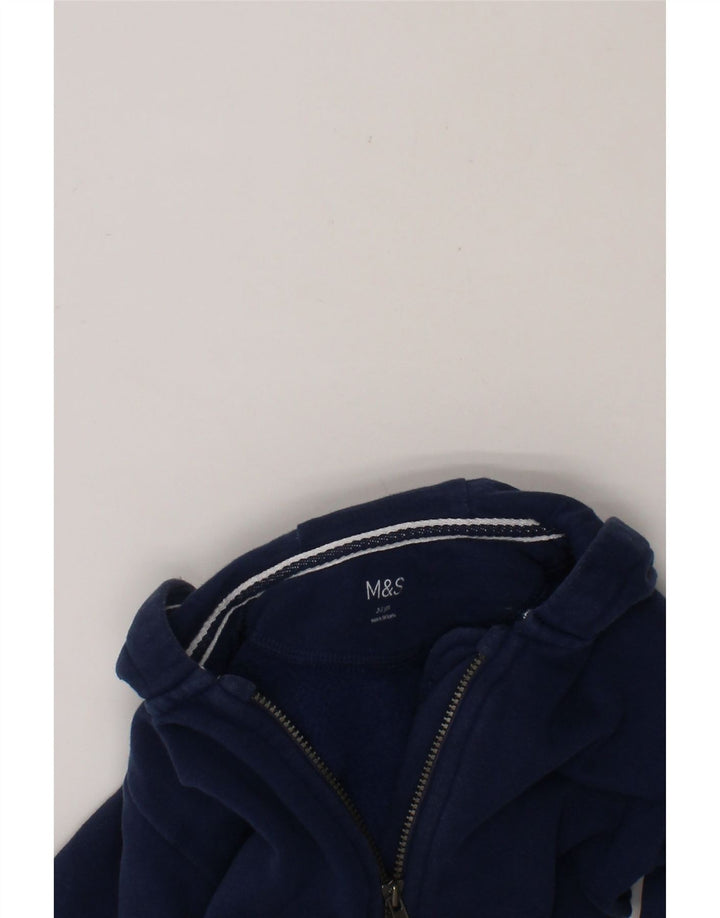 MARKS & SPENCER Boys Zip Hoodie Sweater 2-3 Years Navy Blue Cotton Vintage Marks & Spencer and Second-Hand Marks & Spencer from Messina Hembry 