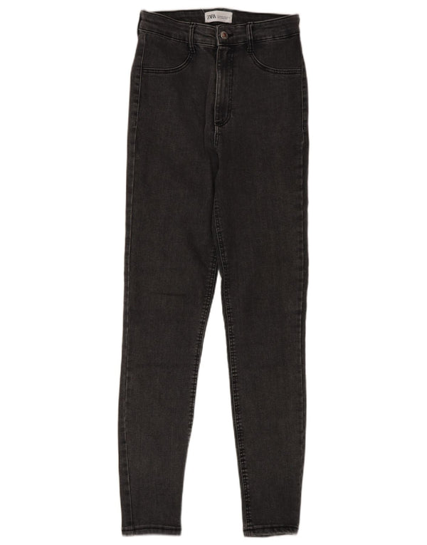 Zara Womens High Rise Skinny Jeans EU 36 XS W26 L28 Grey Cotton