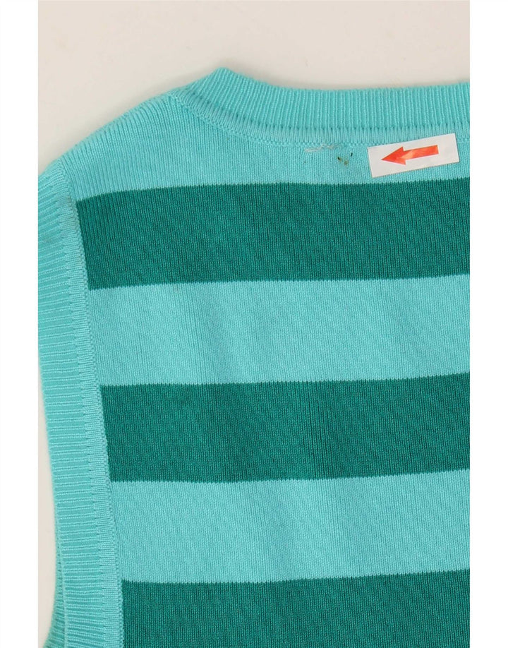 Zara Womens Crop Vest Top UK 8 Small Blue Striped Viscose