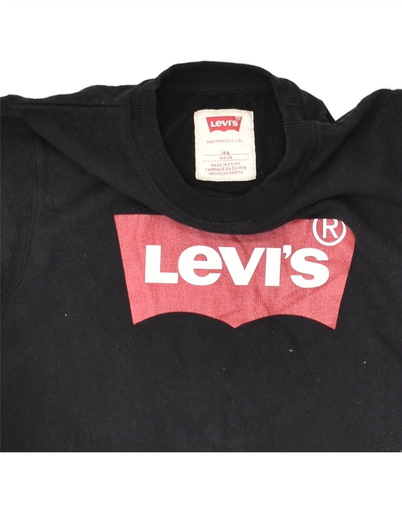 LEVI'S Boys Graphic Sweatshirt Jumper 13-14 Years Black Cotton | Vintage Levi's | Thrift | Second-Hand Levi's | Used Clothing | Messina Hembry 