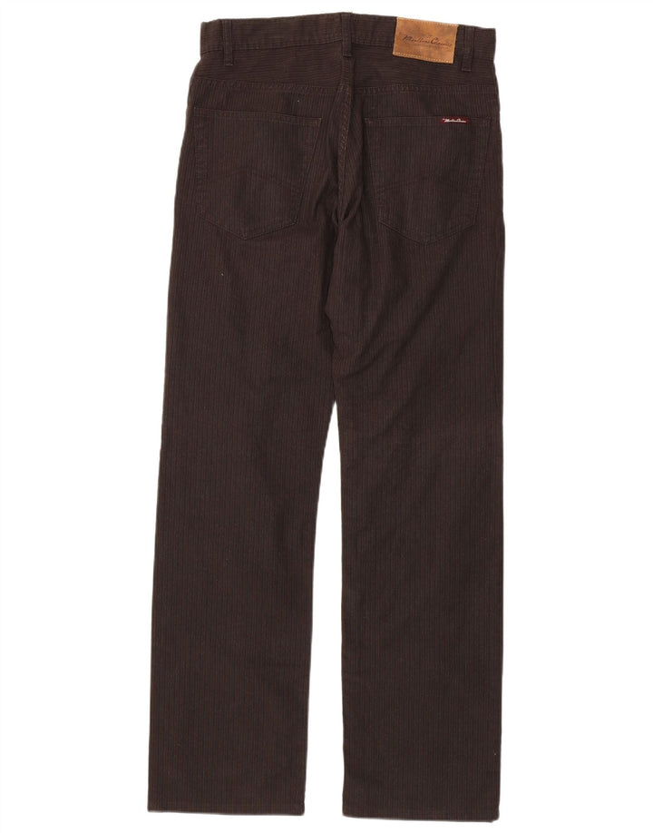 MARLBORO CLASSICS Mens Straight Casual Trousers W30 L34 Brown Cotton