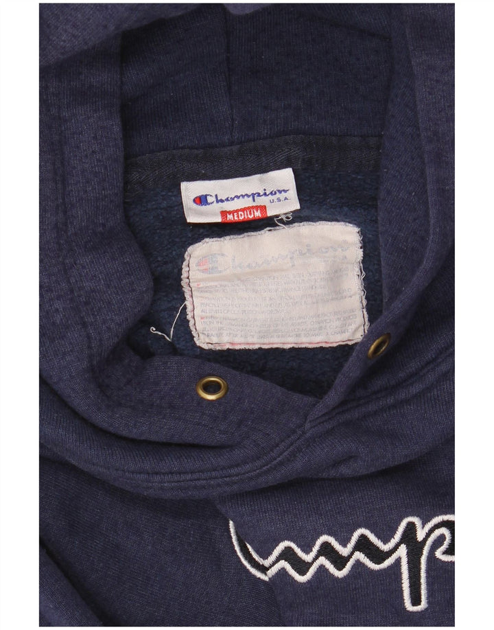 CHAMPION Womens Graphic Oversized Hoodie Jumper UK 14 Medium Navy Blue