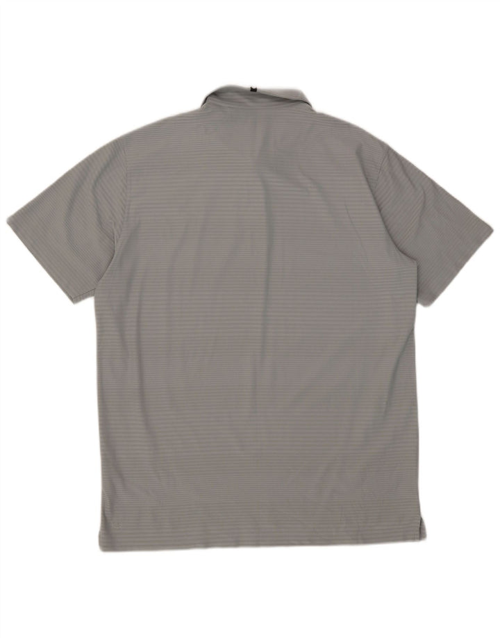 Puma Mens Polo Shirt XL Grey Pinstripe Polyester