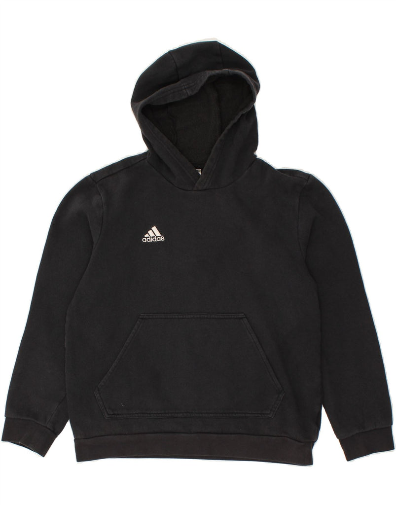 ADIDAS Boys Graphic Hoodie Jumper 13-14 Years Black Cotton | Vintage Adidas | Thrift | Second-Hand Adidas | Used Clothing | Messina Hembry 