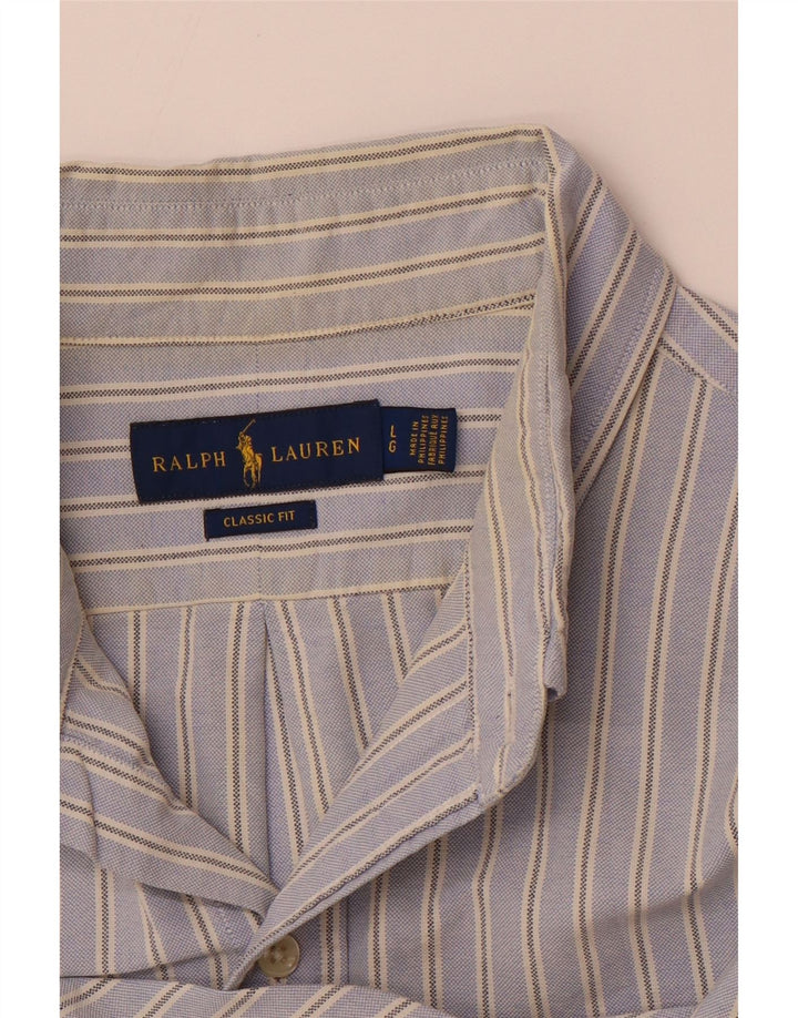 POLO RALPH LAUREN Mens Short Sleeve Classic Fit Shirt Large Blue Striped