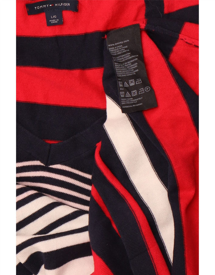 TOMMY HILFIGER Womens V-Neck Jumper Sweater UK 16 Large Multicoloured