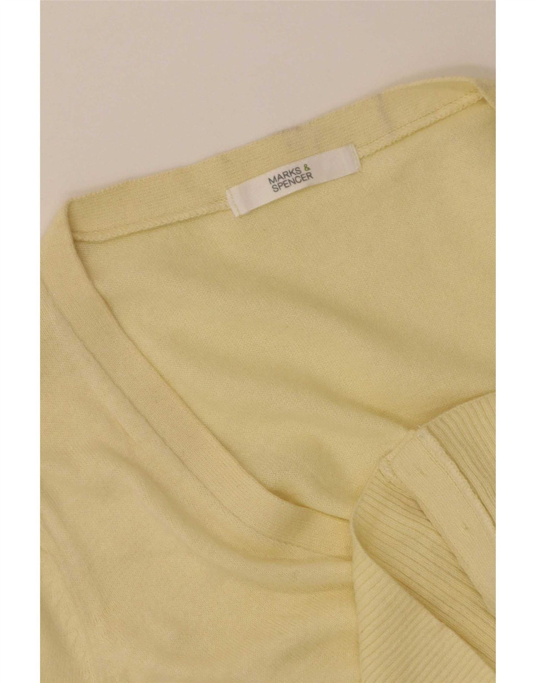 Marks & Spencer Womens Crop Cardigan Sweater UK 10 Small Yellow