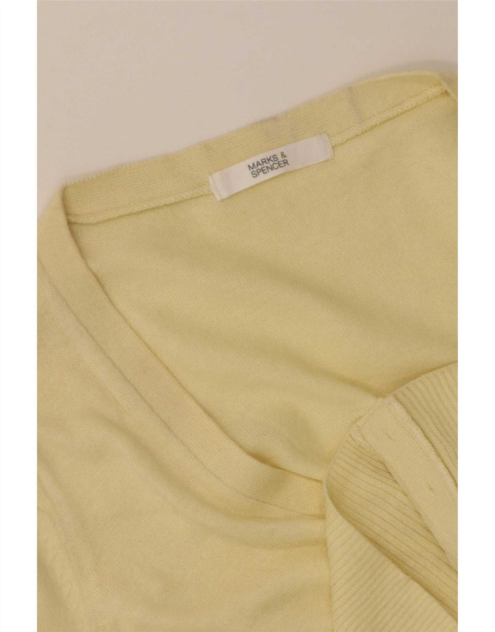 Marks & Spencer Womens Crop Cardigan Sweater UK 10 Small Yellow