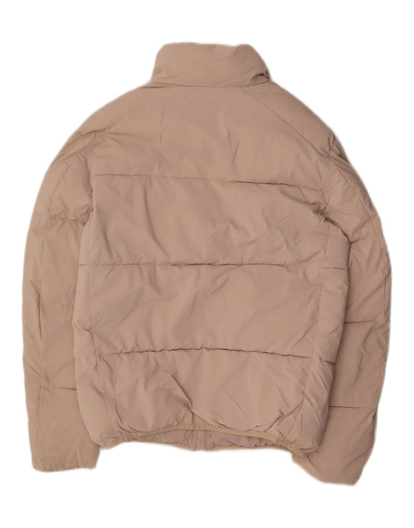 Zara Womens Oversized Padded Jacket UK 10 Small Beige Nylon