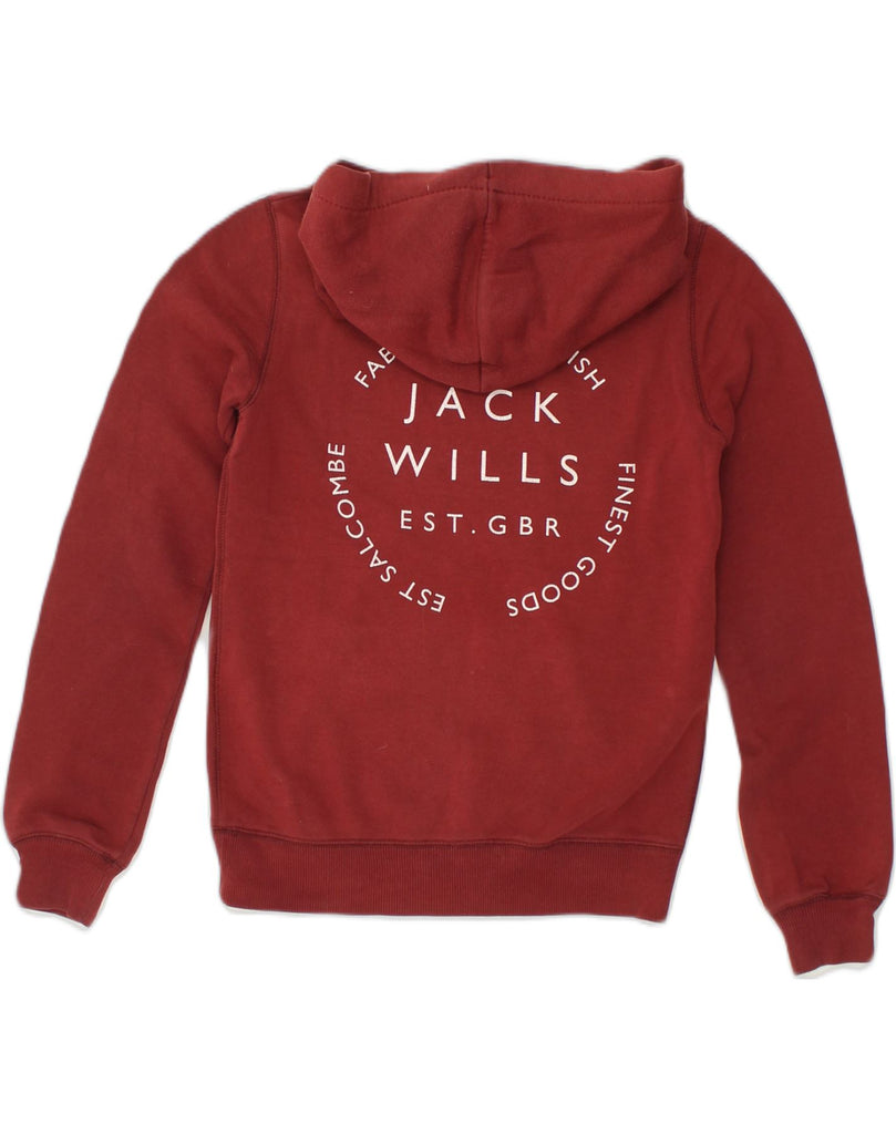 JACK WILLS Womens Classic Fit Graphic Hoodie Jumper  UK 6 XS Burgundy | Vintage Jack Wills | Thrift | Second-Hand Jack Wills | Used Clothing | Messina Hembry 