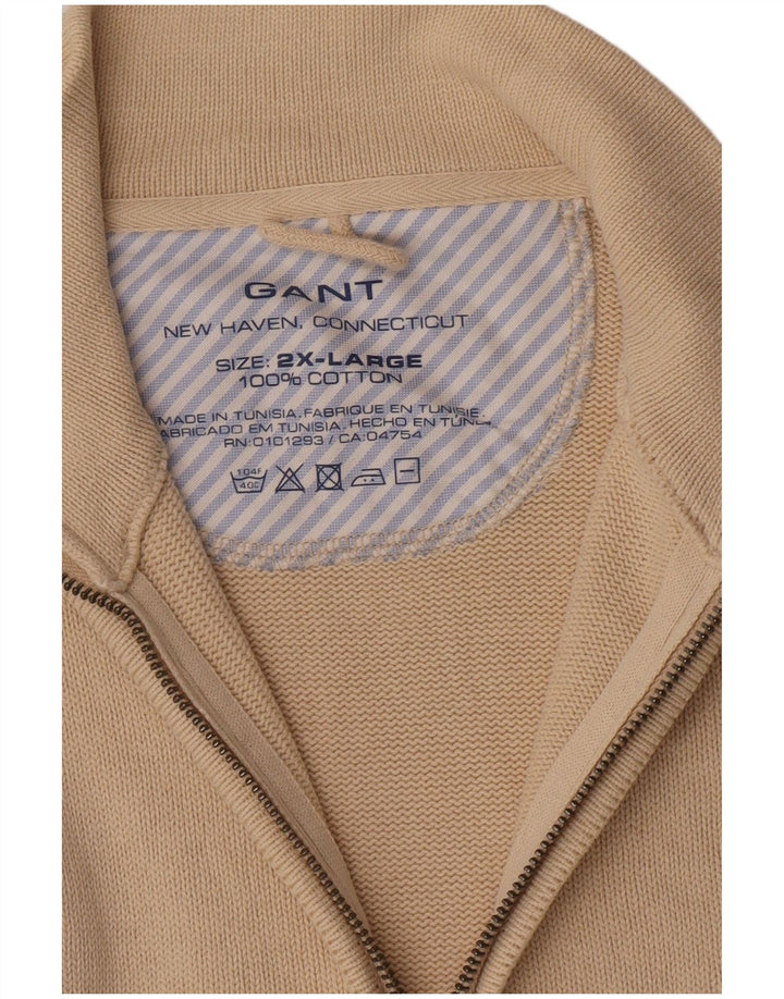 Gant Mens Cardigan Sweater 2XL Beige Cotton