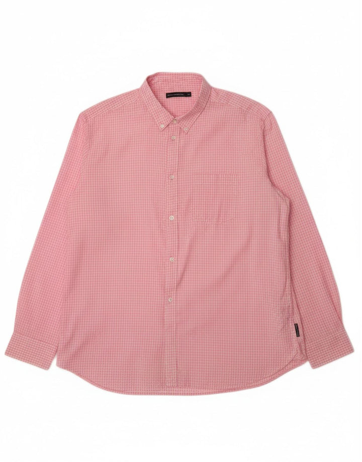 FRENCH CONNECTION Mens Shirt 2XL Pink Gingham Cotton
