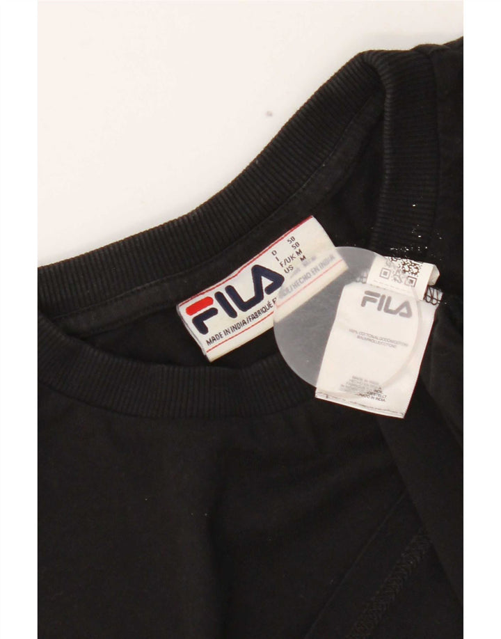 Fila Mens Graphic T-Shirt Top Medium Black Cotton