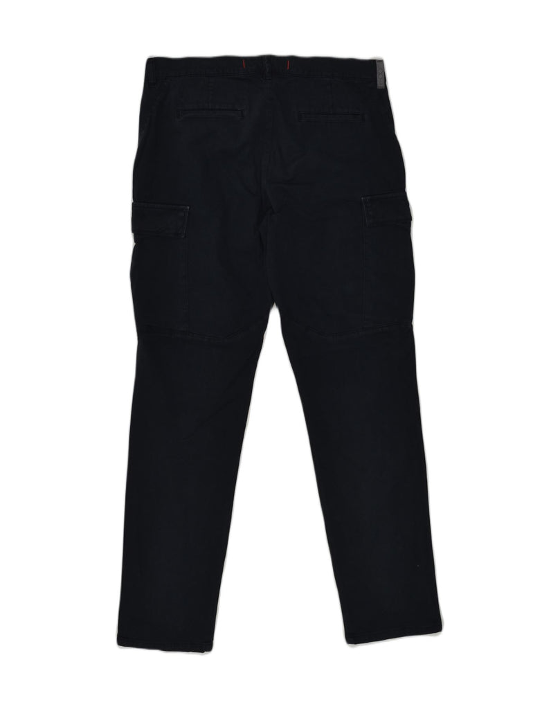 SLAM Mens Slim Cargo Trousers W36 L32 Navy Blue Cotton | Vintage Slam | Thrift | Second-Hand Slam | Used Clothing | Messina Hembry 