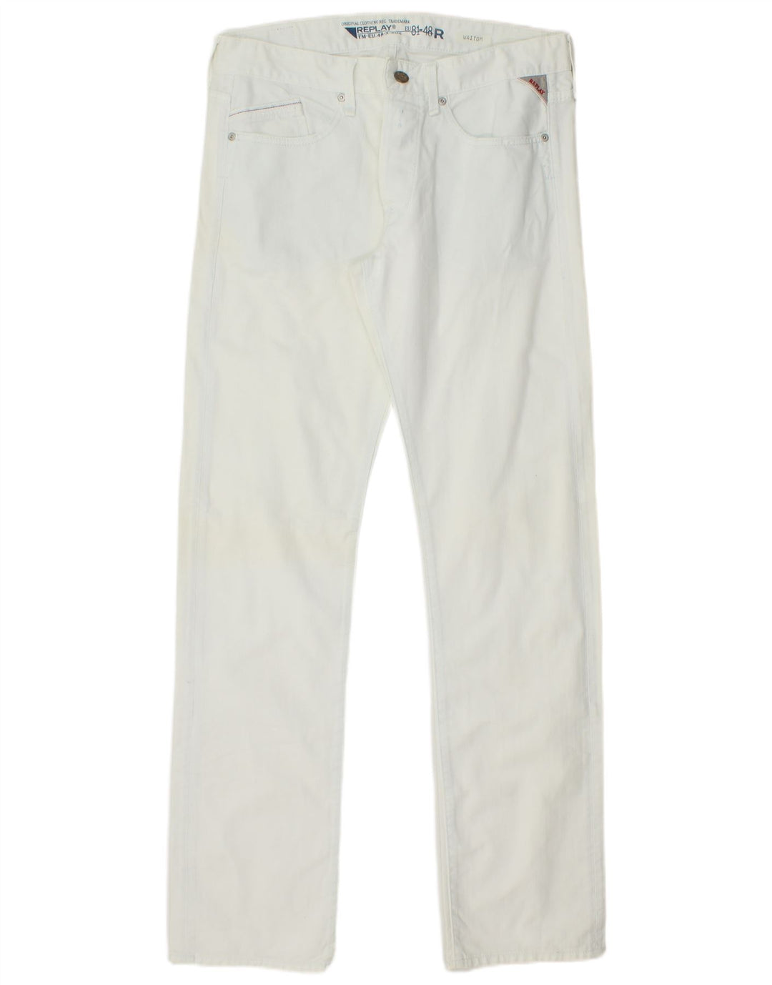 REPLAY Mens Waitom Straight Jeans W32 L34 White Cotton