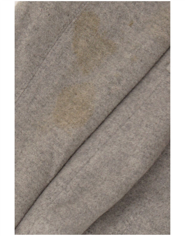 Zara Womens Hooded Pea Coat UK 10 Small Grey Wool