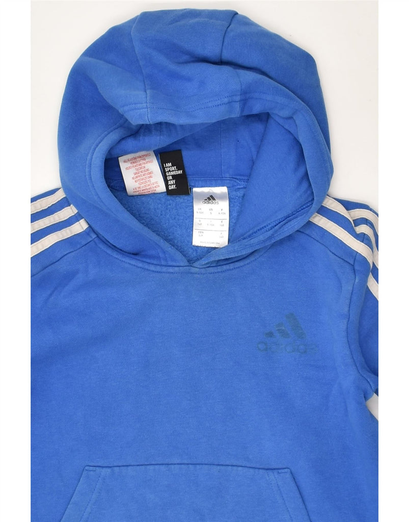 ADIDAS Boys Hoodie Jumper 9-10 Years Blue Cotton | Vintage Adidas | Thrift | Second-Hand Adidas | Used Clothing | Messina Hembry 