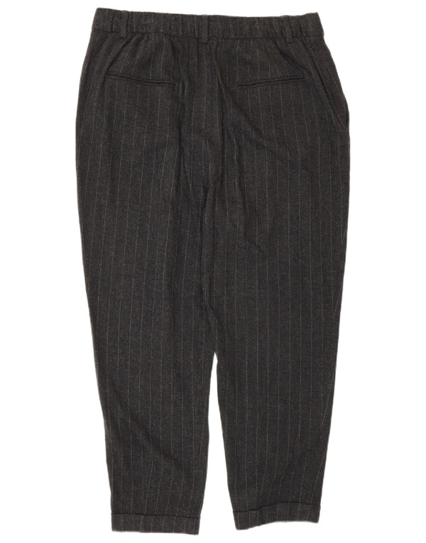 Zara Womens Tapered Cropped Trousers Large W30 L24 Grey Striped