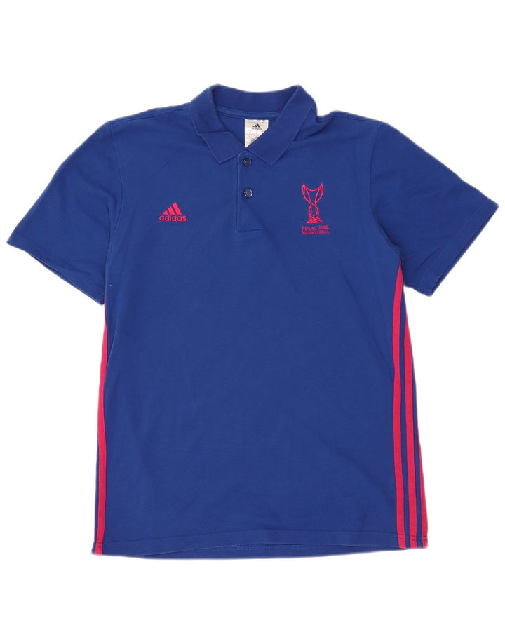 Adidas Mens Graphic Polo Shirt Medium Blue Cotton