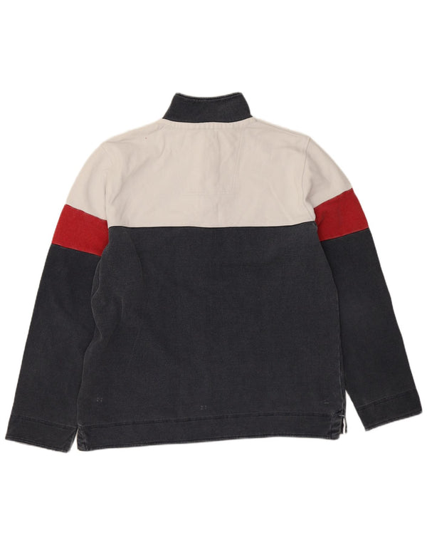 Crew Clothing Mens Graphic Sweatshirt Jumper Large Navy Blue Colourblock