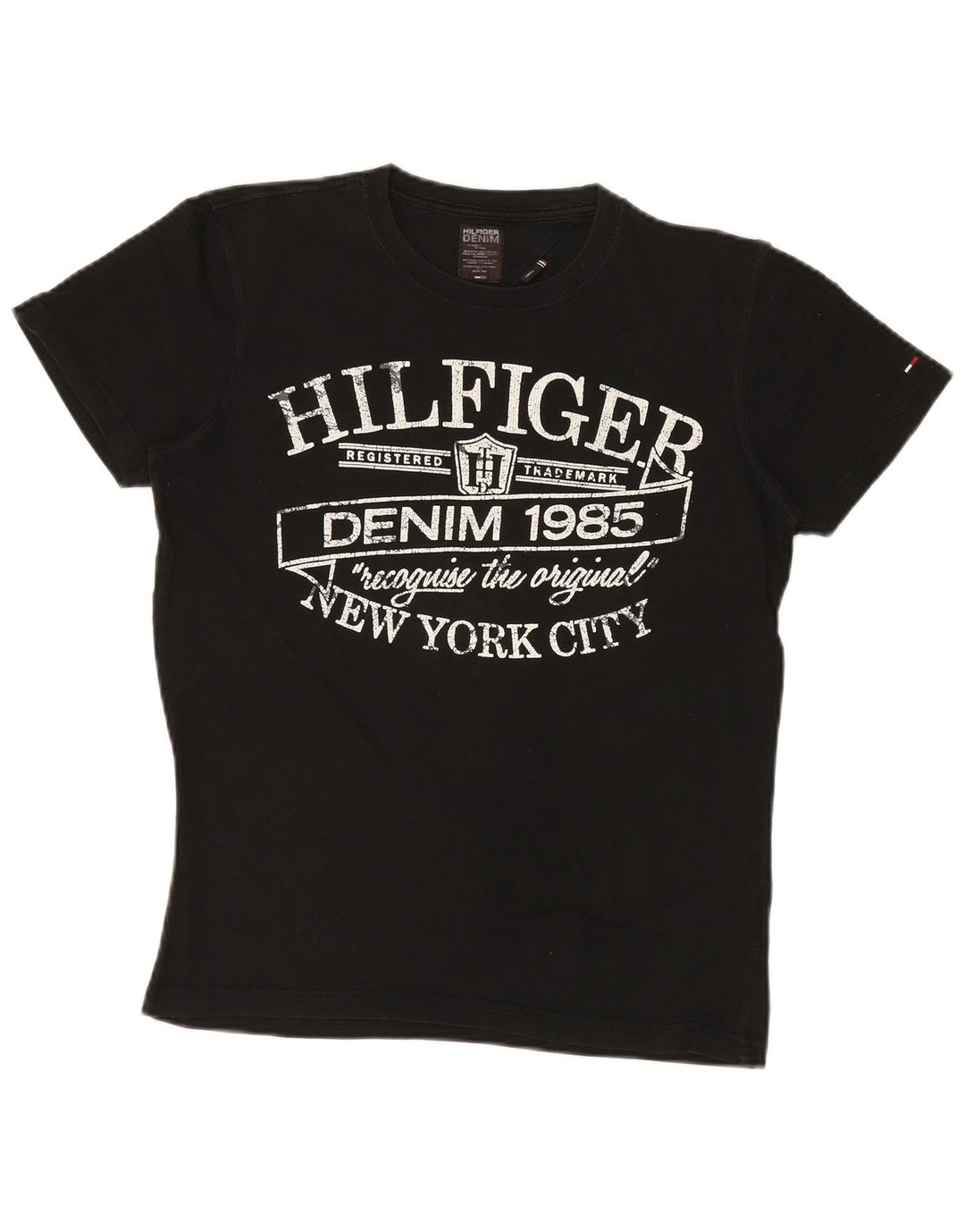 TOMMY HILFIGER Mens Graphic T-Shirt Top Small Black Cotton