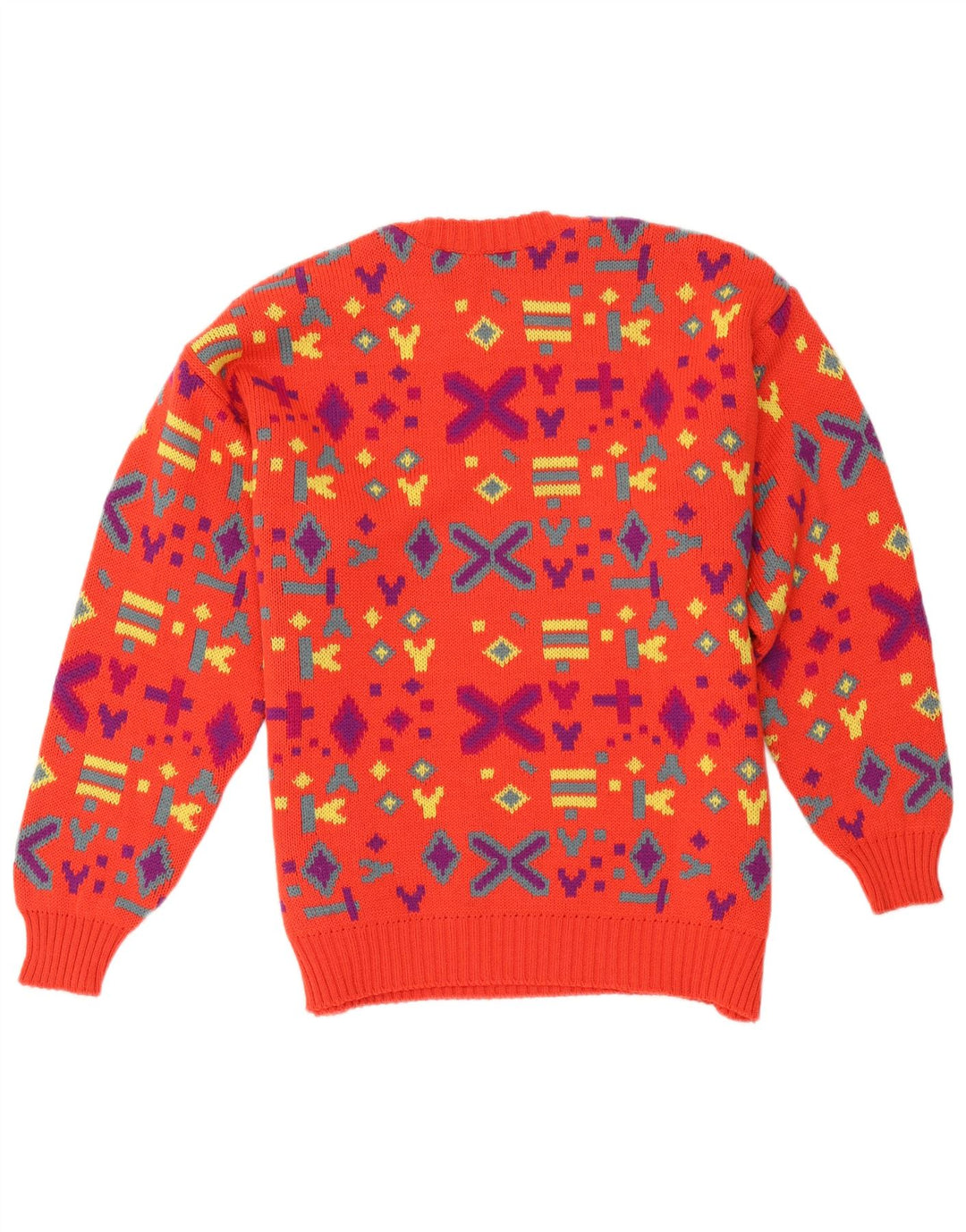 Pancari Mens Crew Neck Jumper Sweater Large Red Geometric Wool