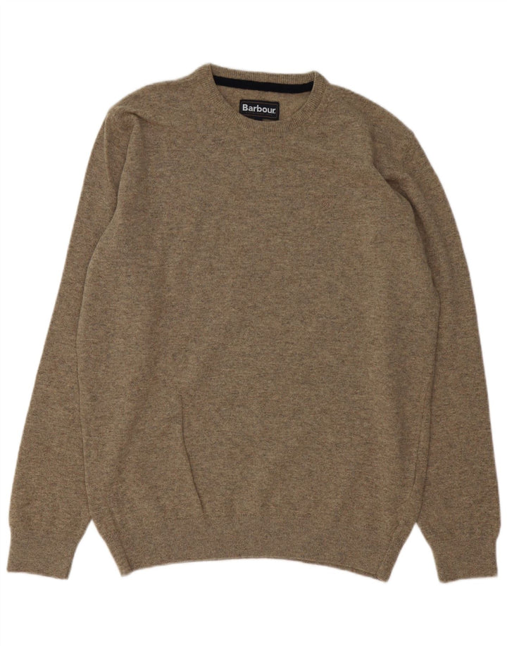 Barbour Mens Crew Neck Jumper Sweater Large Grey Wool