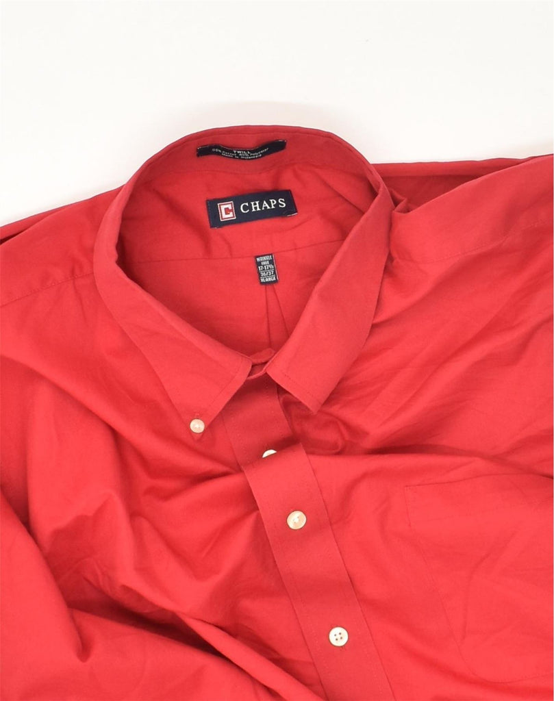 CHAPS Mens Wrinkle Free Shirt Size 17 17 1/2 XL Red Cotton | Vintage Chaps | Thrift | Second-Hand Chaps | Used Clothing | Messina Hembry 