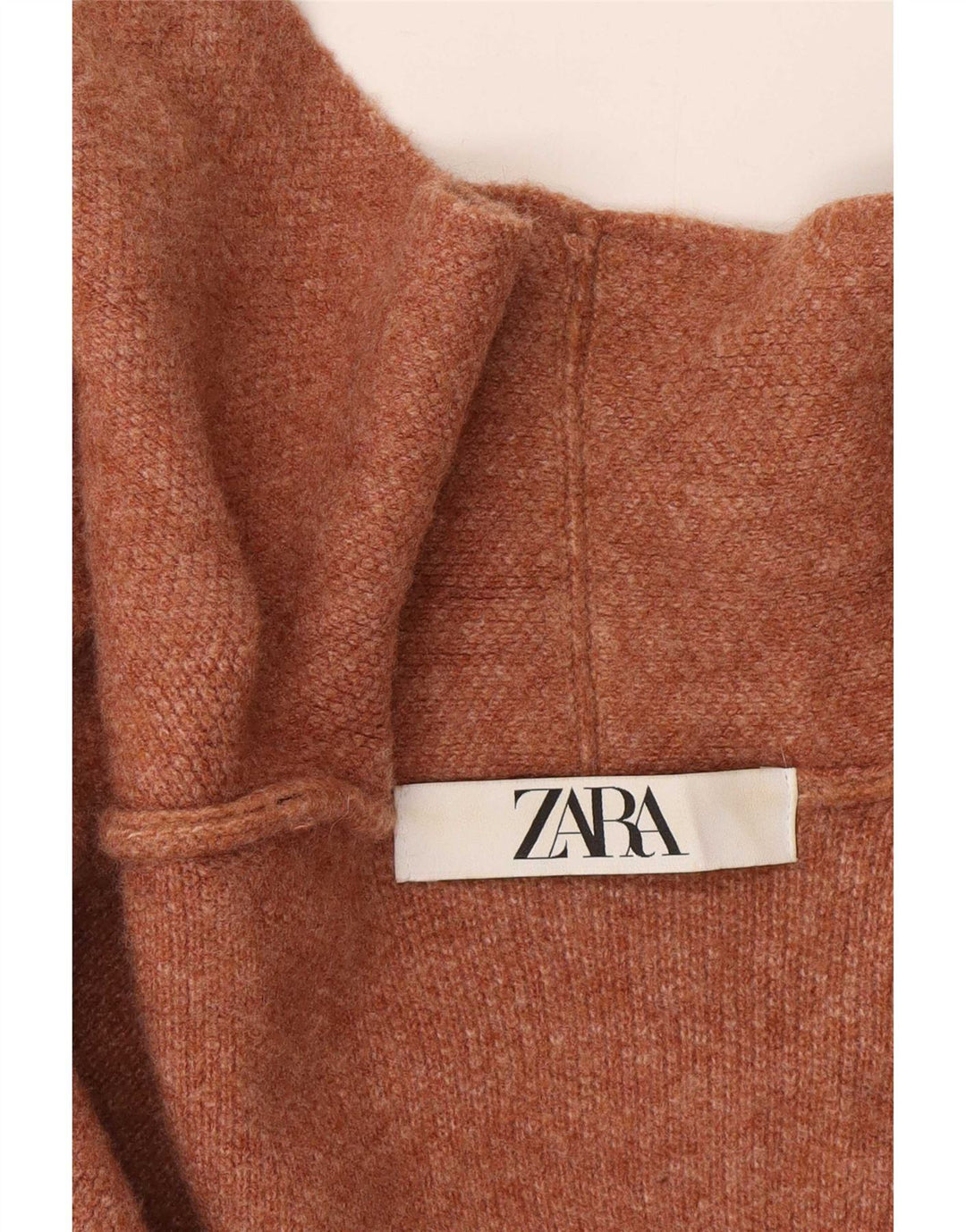 Zara Womens Longline Open Cardigan Sweater UK 14 Medium Beige Wool