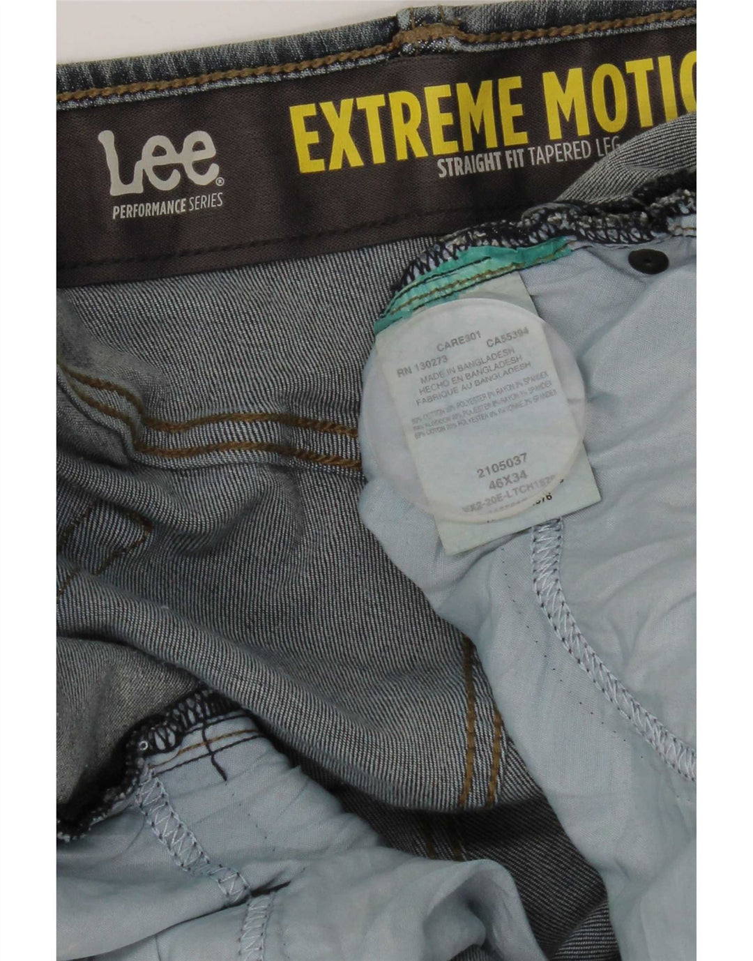 Lee Mens Extreme Motion Straight Jeans W46 L34 Blue Cotton
